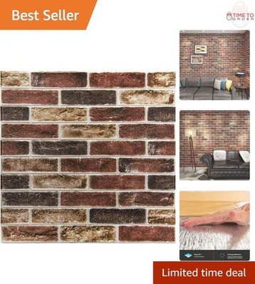 10-Pack Faux Brick Wall Panels 52.5 sq ft Self Adhesive Waterproof Foam Firep...