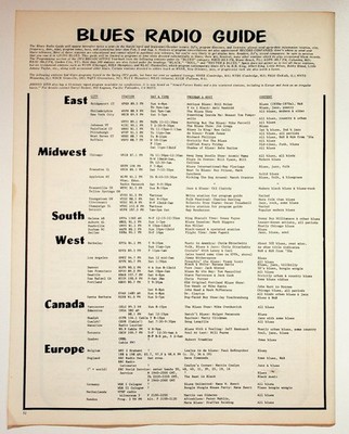 Blues Radio Guide 1974 Vintage Paper Music Program Listing Page