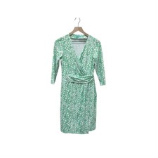 J.McLaughlin Green White CatalinaGeometric Print Wrap Dress Size Small