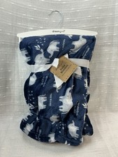 NEW Dreamgro Baby Blanket 30"x36" Elephants Dream Gro Navy Blue Gray White Lovey