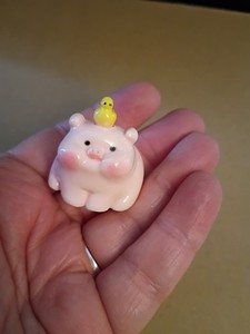Unbranded Pig Figure With Duck On His Head