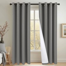 100 Blackout Curtains 84 Inch Length for 54"W x 84"L Pack of 2 Charcoal Grey