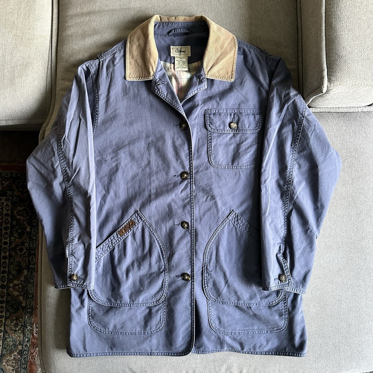 LL Bean Chore Barn Jacket Purple Corduroy Collar Women's size