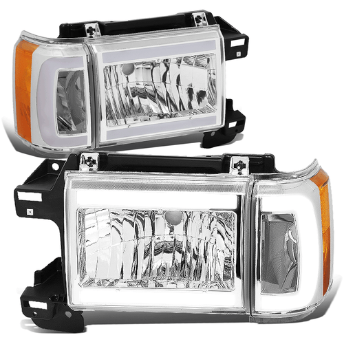 For 1987-1991 F150 Bronco Chrome Housing Amber Corner LED DRL Headlight Headlamp - Bild 1 von 9