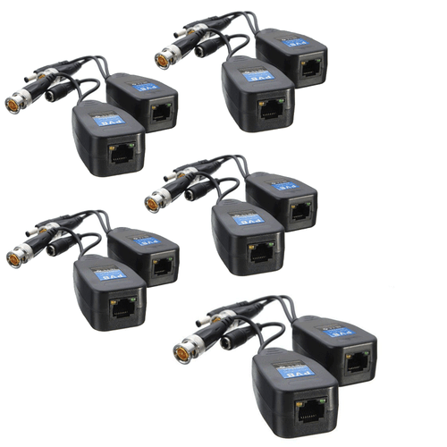 10 Pair Coax BNC Video Power Balun Transceiver to CAT5e 6 RJ45 Connector CCTV - Bild 1 von 4