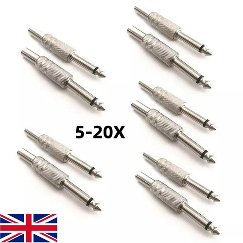 5/10/20pcs1/4'' 6.35mm Male Mono Monaural Audio Cable Jack Connector Plug Kit UK - Picture 8 of 27