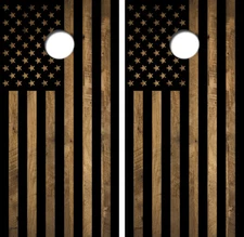 Rustic American Flag Cornhole Board Wrap LAMINATED Wrap Decal Vinyl Sticker 4063
