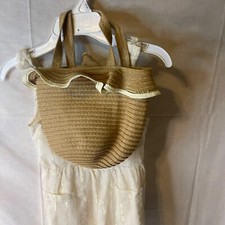 Girl's Romper With Woven Bag Off Yellow With Gold Threads Size Small 5/6