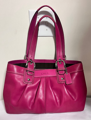 Coach Soho Large Raspberry Pink Leather Pleated Satchel Tote