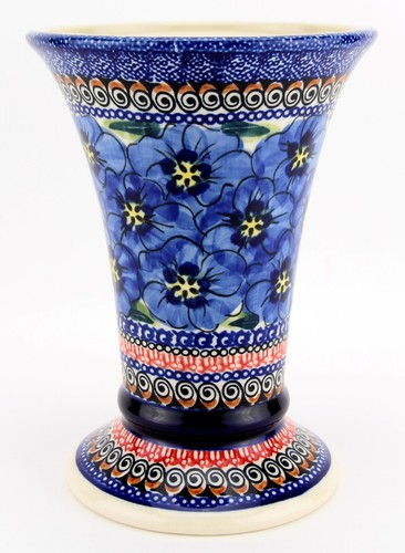 Jarrón de cerámica polaca de 7,5" de alto de Zaklady Boleslawiec patrón único de firma - Imagen 2 de 4