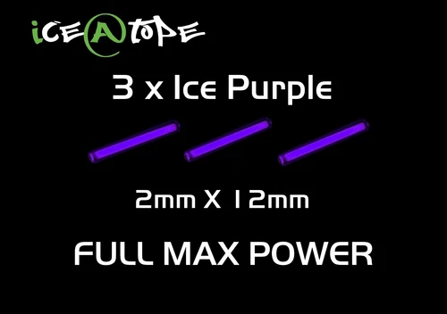 ICEATOPE 3 X ICE PURPLE Isotopes / Betalights 2mmX12mm FULL MAX POWER carp fish