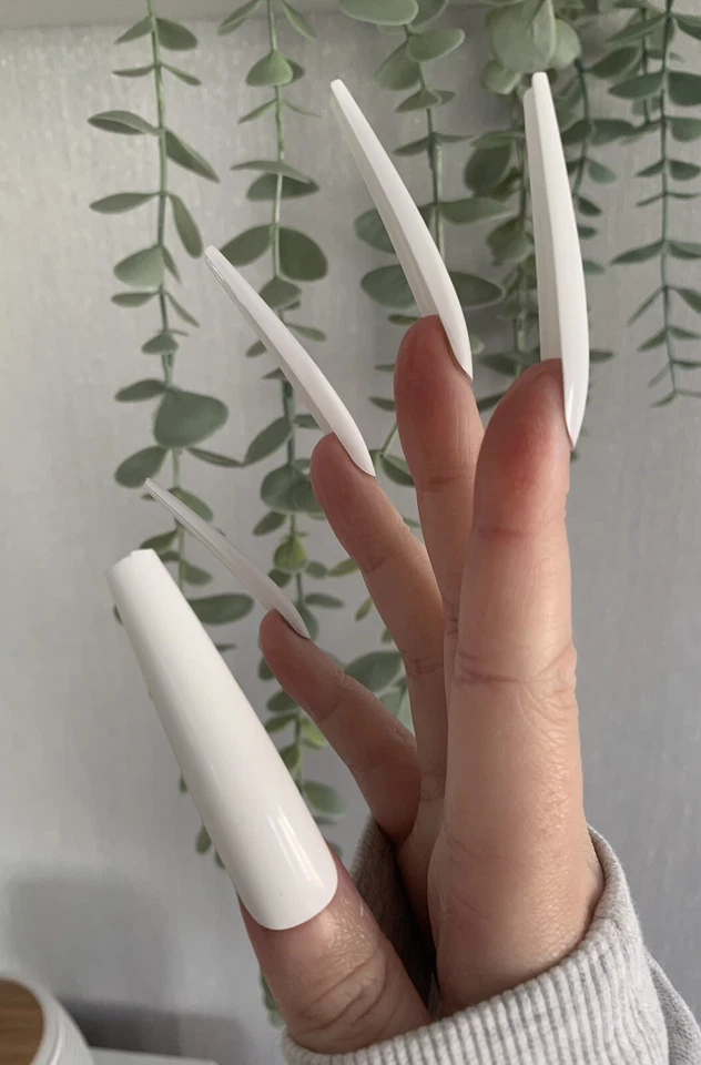 White Gloss False Press On 3XL Ballerina Nails Set - Image 2 of 2