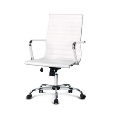 NNEDSZ Gaming Office Chair Computer Desk Chairs Home Work Study White Mid Back