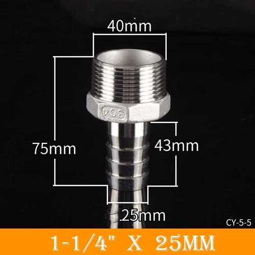 Stainless Male Thread Pipe Fitting x Barb Hose Tail Connector BSP 1/8" to 4" - Bild 54 von 86