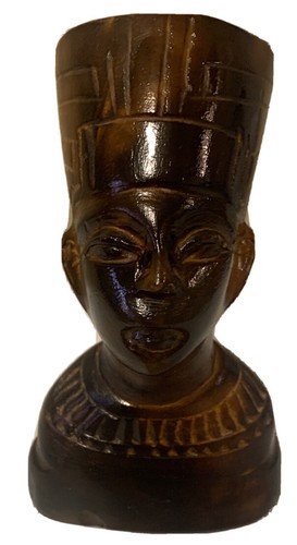 Nefertiti Egyptian Statue Figure Dark Wooden Carved 6” Tall - 第 1/5 張圖片
