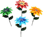 4Pc Metal Flowers Outdoor Decor Stake Yard Art Decoration,Garden Metal Plant Flo