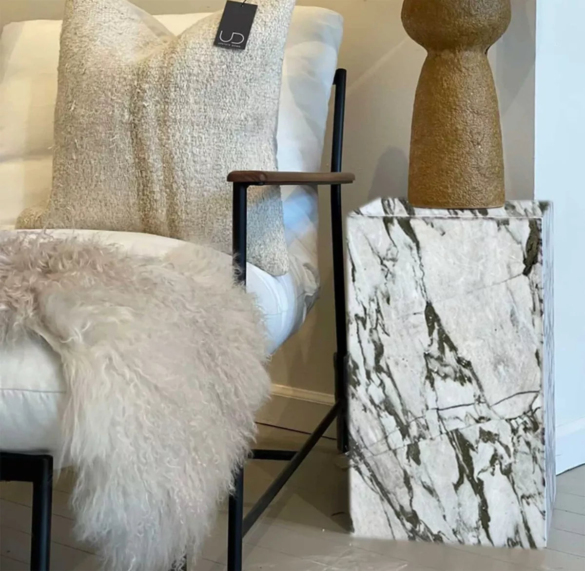 Calacatta Viola Marble side table end table Nightstand table