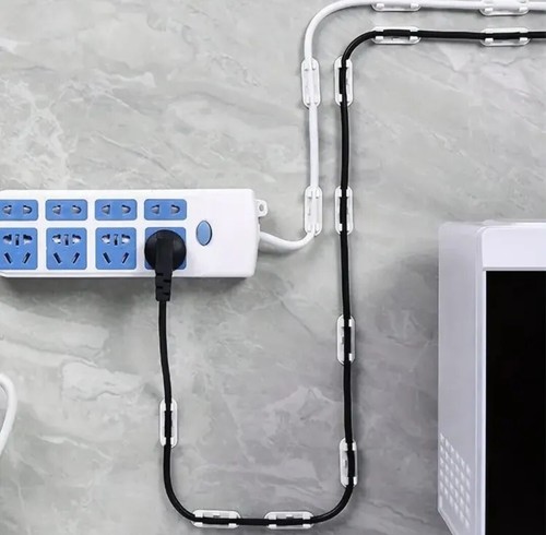 10pcs Adjustable Cable Management Clips, Adhesive Cable Organisers - White - 第 2/5 張圖片
