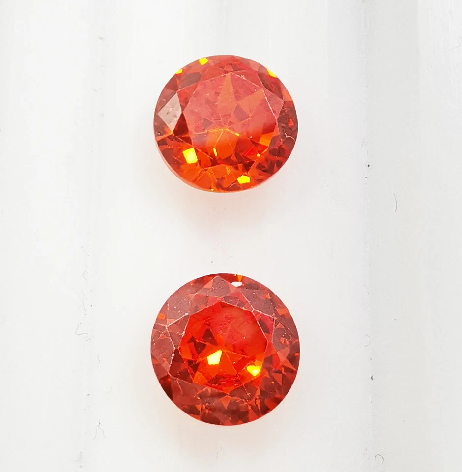 10.30 Ct Pair Orange Zircon Round Shape Loose Gemstones 9.00x8.95x5.15 MM - Image 4 of 4