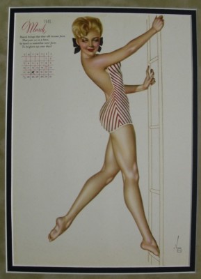Vintage March 1946 Esquire calendar print Pin Up Girl ALBERTO