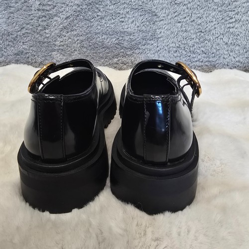 Steve Madden Lyndon Mary Jane Buckle Loafer Black Leather Women's Size 6 NEW - Picture 3 of 10