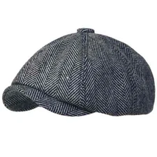 Peaky Blinders Cap Flat Herringbone Vintage British Wool Gatsby Hat Mens Newsboy