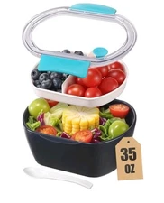 CherHome Bento Box Navy 35oz Small Salad Container 