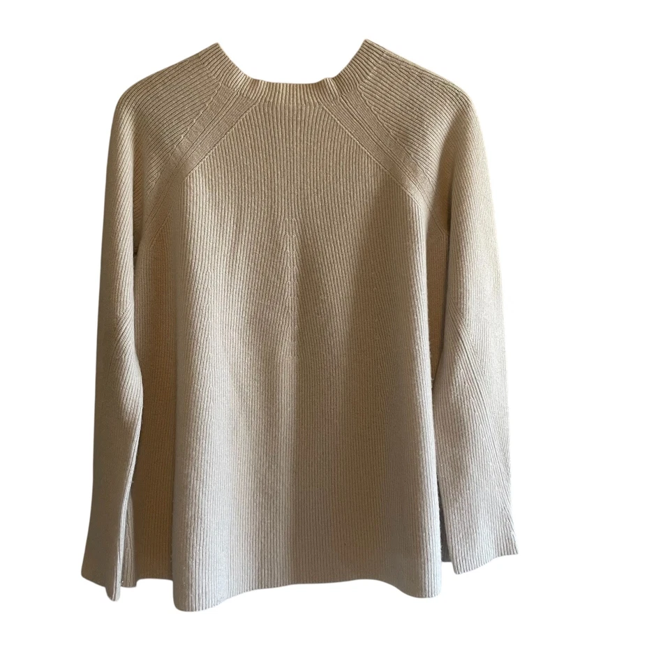 Vince 100% Cashmere Sweater Ribbed Mock Neck Cream Women's Size Medium - Image 4 of 4