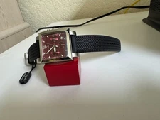 NOS Men's Lucien Piccard Chronograph  burgundy dial watch Ref. 26482