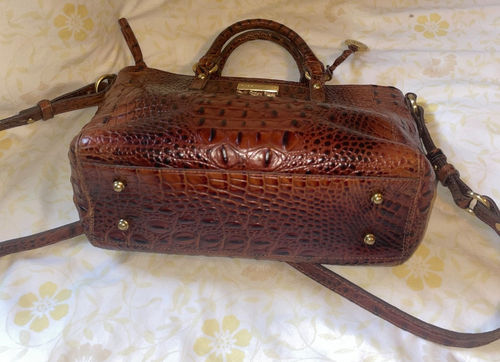 BRAHMIN Brown ARNO Melbourne Croc Embossed Leather Convertible Purse Bag Handbag - Picture 6 of 8