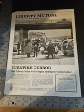 Print Ad Liberty Mutual Insurance Car Accident Ambulance Vtg Turnpike Terror 