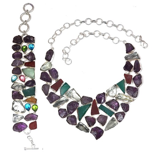 Amethyst Drusy,White Crystal Drusy Jewelry Necklace Bracelets18-20''