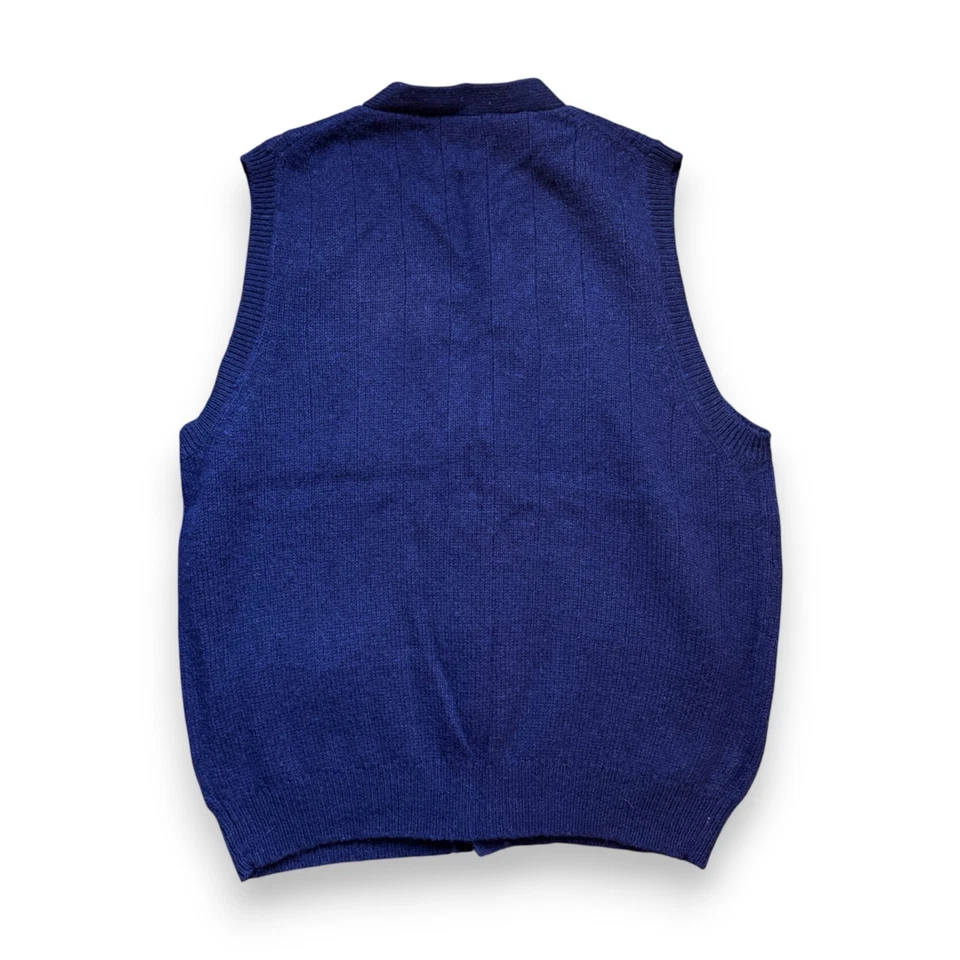 Chaleco deportivo Jantzen azul marino 100 % lana abotonada vintage para hombre abuelo suéter Foto 4 de 4