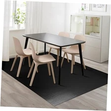 Vinyl Floor Mat for Home, Black Waterproof Area Mat for Under Dining Room 