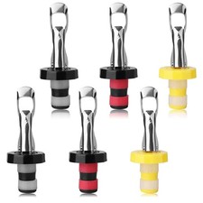 6pcs Reusable Wine Stoppers, Silicone Vacuum Bottle Stopper,Expanding Manual ...