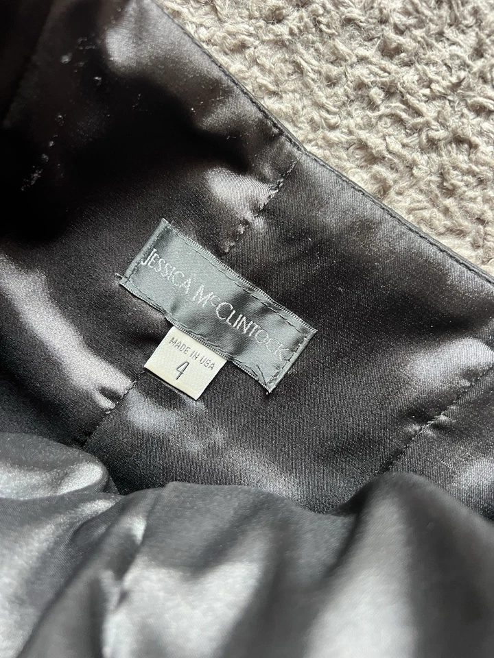 Vestido Vintage Jessica McClintock Talla 4 Negro Gasa Tubo Sin Tirantes Noche Y2K Foto 4 de 4