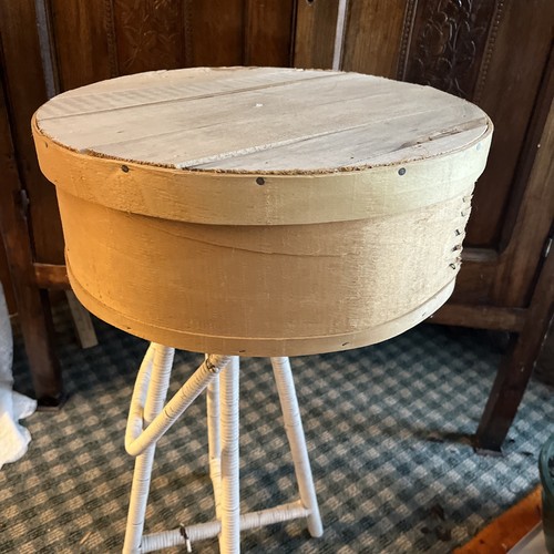 VTG 15" Round Wooden Cheese Box Dufeck's Denmark WI with lid