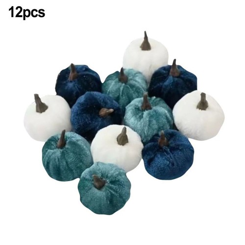 12 Velvet Foam Pumpkins Small Foam Autumn Decor for Thanksgiving and Halloween - Picture 9 of 11
