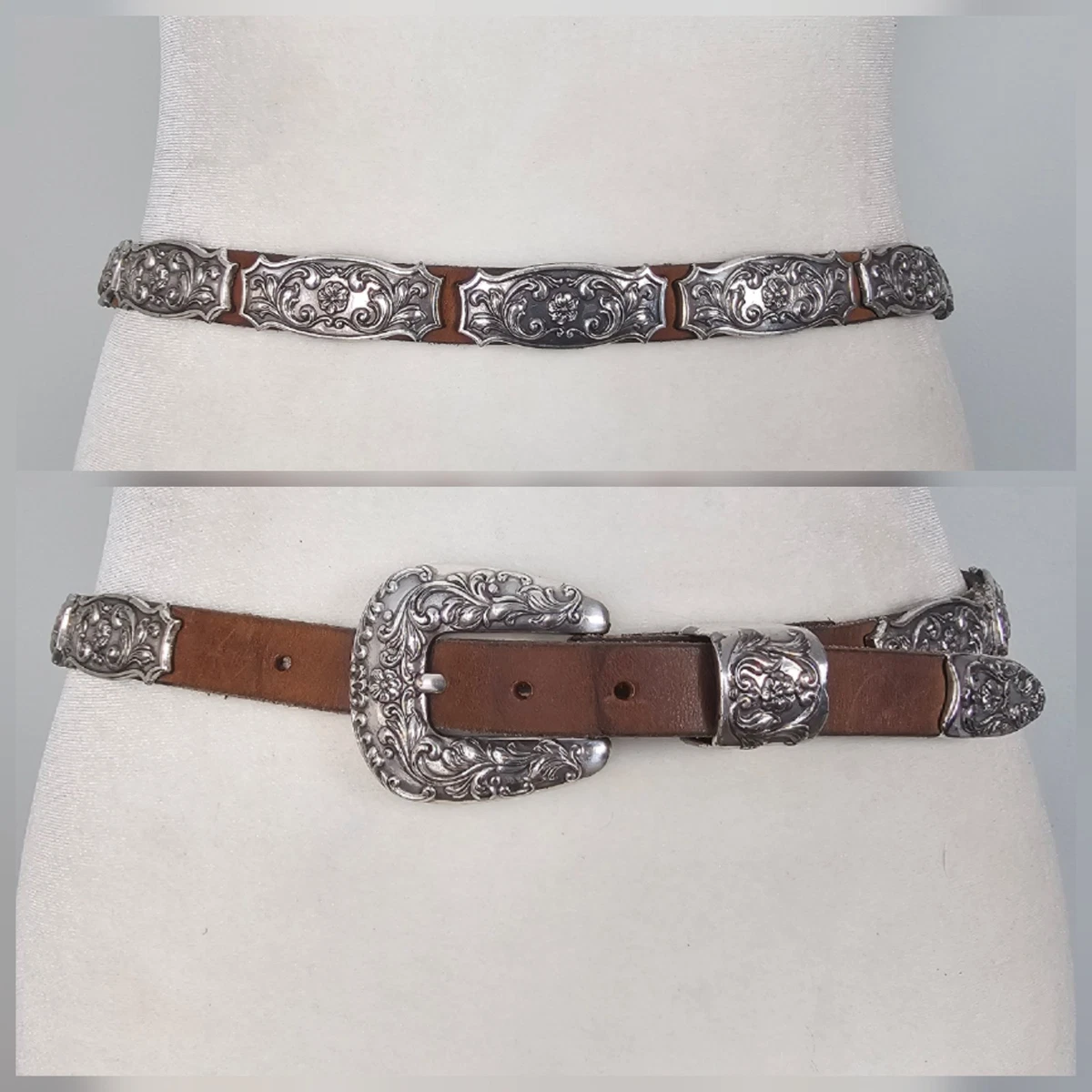 Womens Floral Engraved Concho Silver Tone Chain Belt L/XL Large ✨ M&F Western Women main image 2