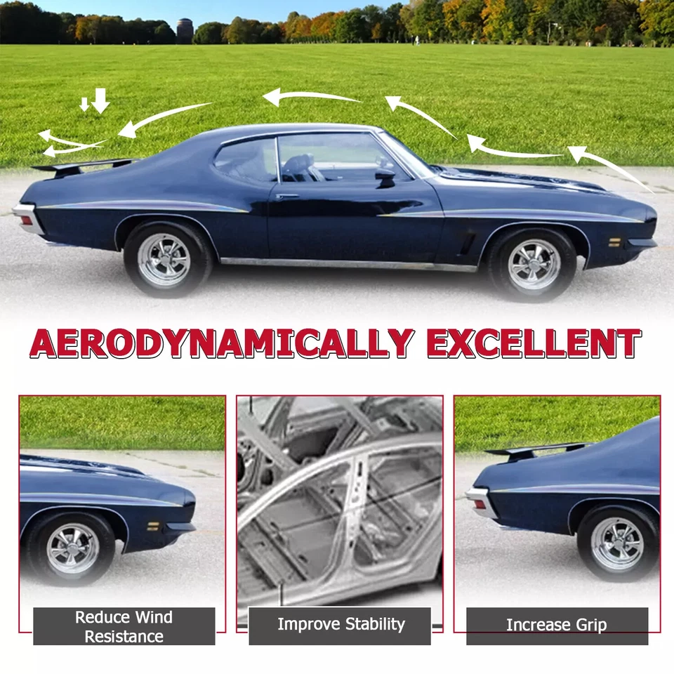 For 1970 1971 1972 Pontiac GTO Rear Trunk Spoiler Wing Lip Black Factory Style Foto 4 de 4