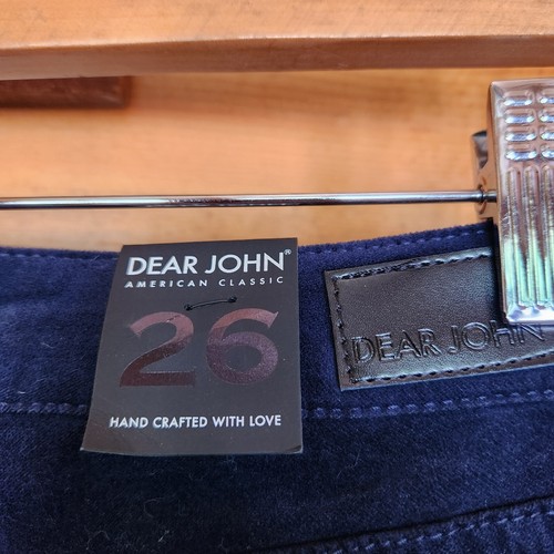Jeans skinny Dear John nuovi con etichette Joyrich comfort velluto orlo a gradini mezzanotte taglia 26 x 28" - Foto 11 di 13
