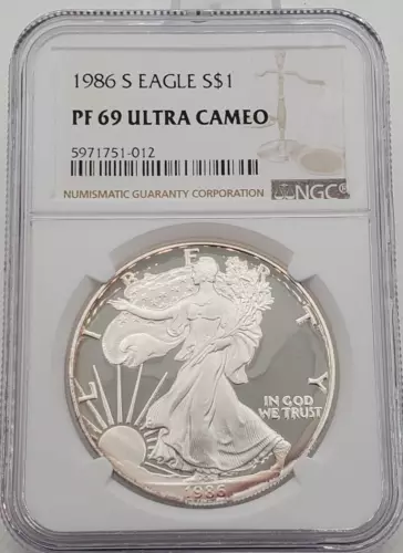 1986-S Proof Silver Eagle - NGC PF69 Ultra Cameo