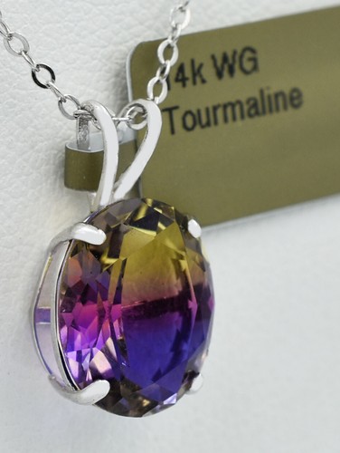 AAA TOURMALINE 5.78 Cts PENDANT 14K WHITE GOLD - New With Tag - Picture 2 of 4