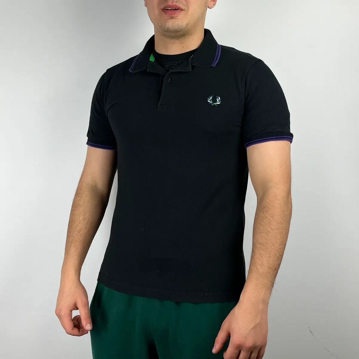 トップス OLD FRED PERRY short sleeve polo shirt Fred Perry Polo Shirt Adult Size Large L Slim Fit Short