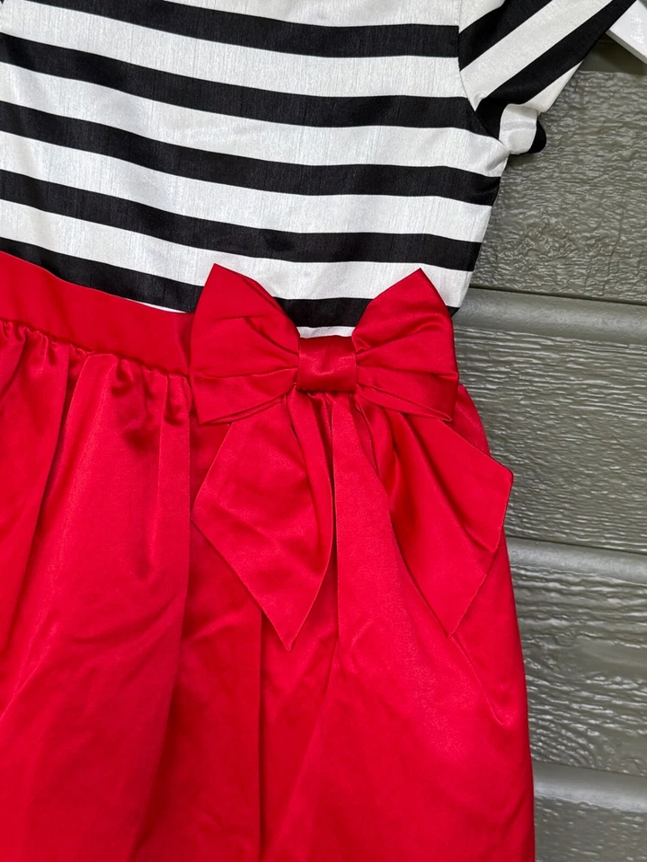 Vestido Olivia for Gymboree Holiday Satén Rojo Negro Blanco Talla 6 Foto 3 de 4