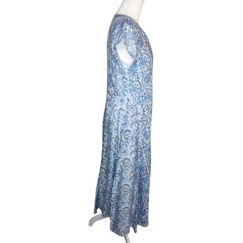 Bella Tu Block Print V Neck Maxi Dress with Beaded Trim Size XS - Picture 2 of 8