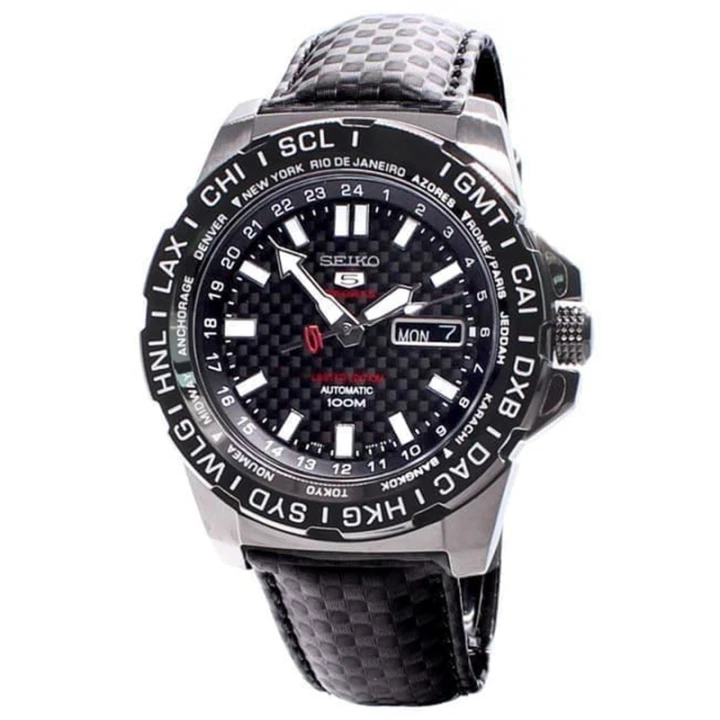 Brand New Seiko SRP723K1 5 Sports Black Carbon Fiber Limited Edition Men Watch