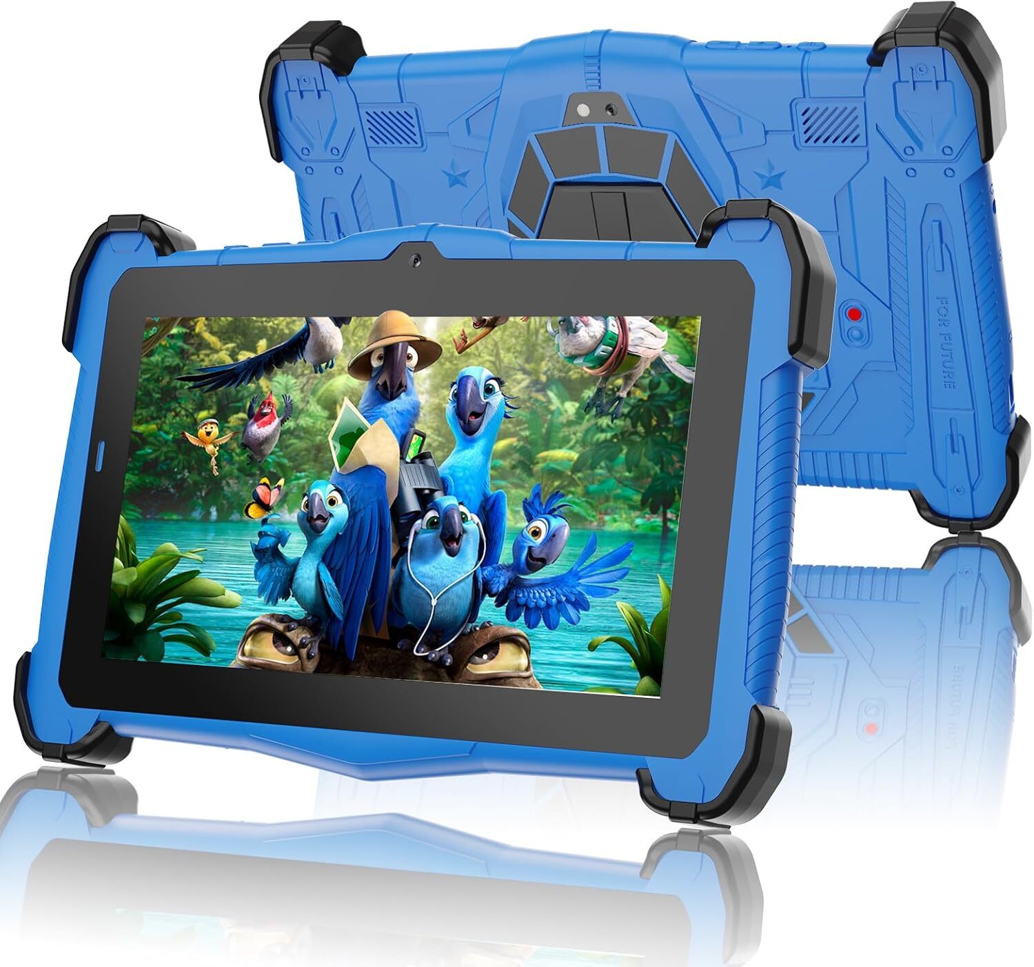 Kids Tablet 7 inch, Upgraded Android 14 for With Shockproof Blue