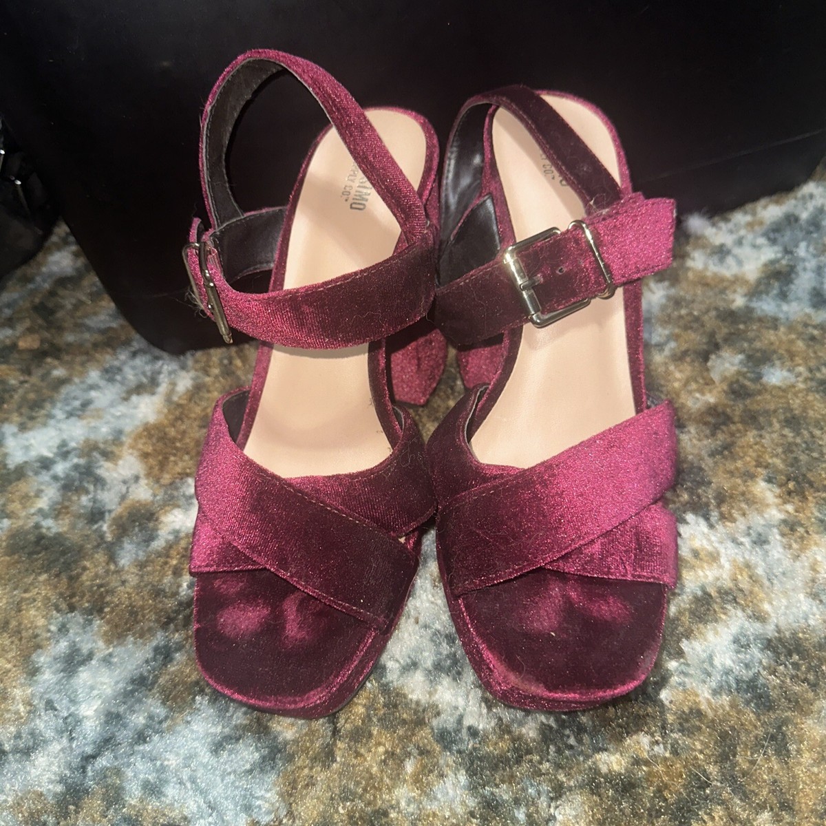 Pink Velvet Platform Shoes Size Mosssimo Heel