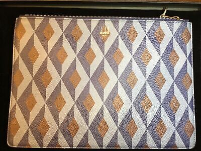 DUNHILL MENS $495 LEATHER ZIPPED POUCH NAVY/BLUE/BROWN NEW DUNHILL MENS $495 LEATHER ZIPPED POUCH NAVY/BLUE/BROWN NEW